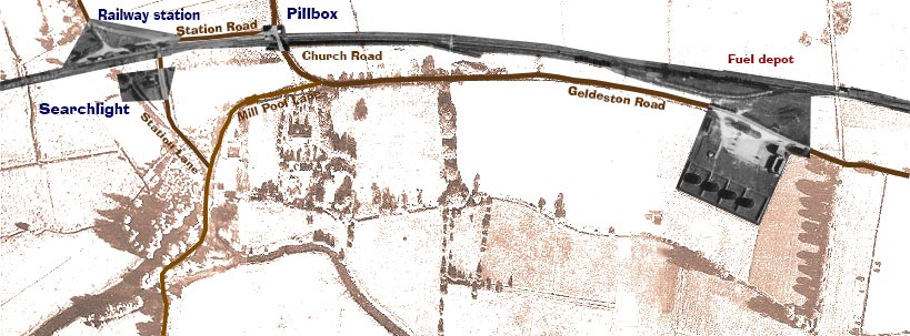 Map of railway line at Ellingham in the 1940s