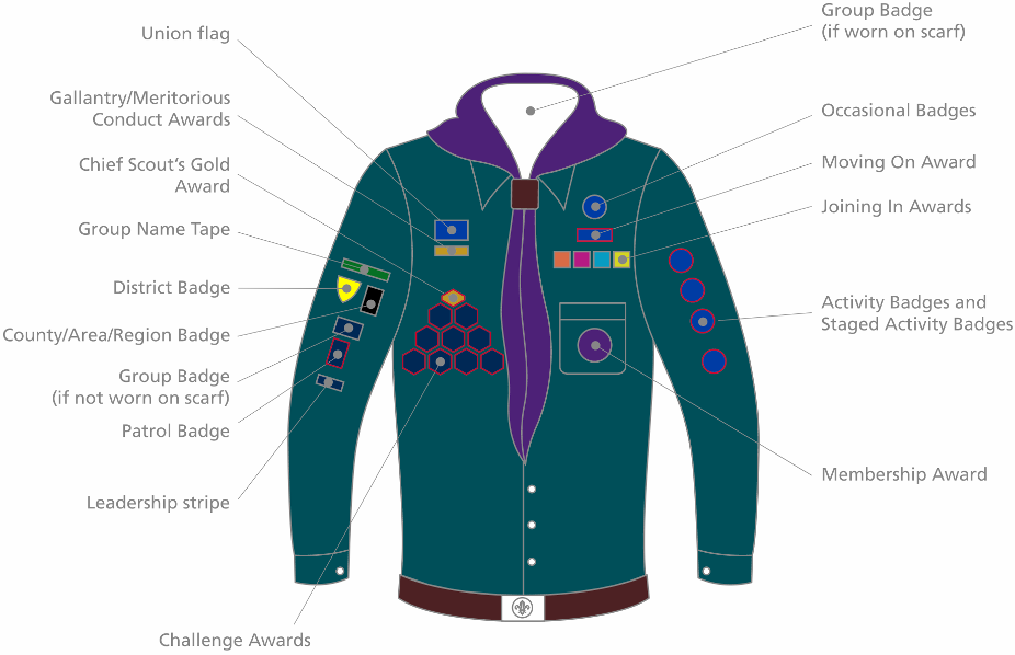 14th Aldershot Scout Group - Scout Badge Placement